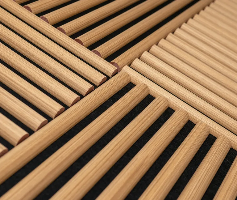 HORI WALL Akustik Dekor Wandpaneele Natural Oak Rundstab Quadratisch 9