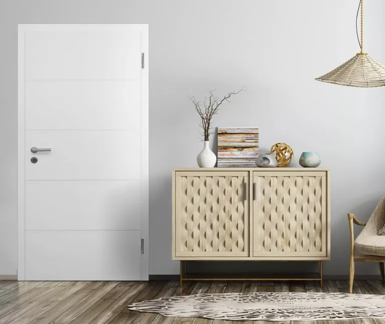 HORI Schallschutz Wohnungseingangstür Valencia Signalweiß RAL9003 SK1 Designkante Vollspan Komplettset 2