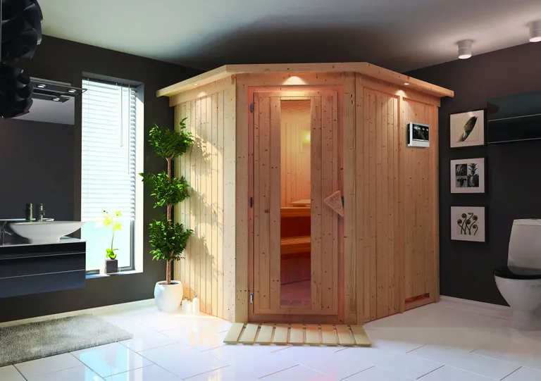 Karibu System-Sauna Siirin Eckeinstieg 68 mm 4