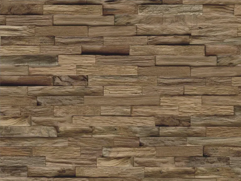 INDO Echtholz Wandverkleidung 3D Holzverblender Teak Mixed Cube Naturel Sumatra 2