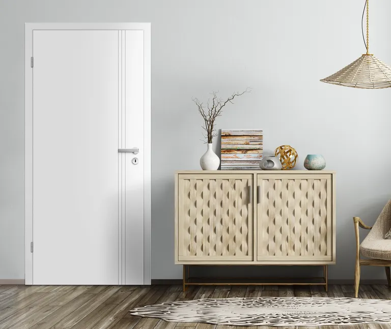 HORI Zimmertür Komplettset Palma Signalweiß RAL9003 Röhrenspan Designkante 1