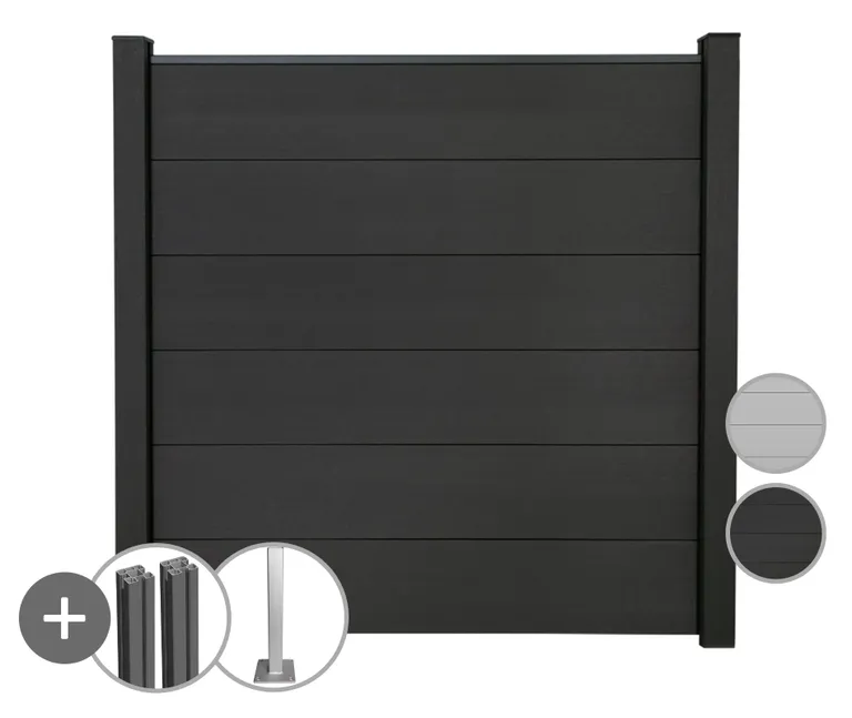 GroJa WPC/BPC Sichtschutzzaun Stecksystem Set GRANDE Komplettset 0