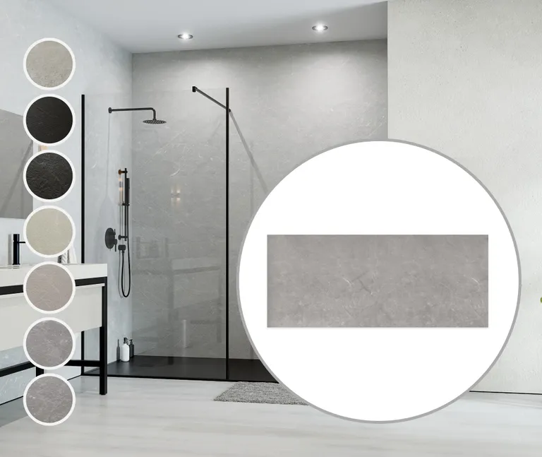 MODEE Wandverkleidung 2800 x 1175 x 4 mm Platte Stone Essence Monreale Grey mit Naturstruktur 1