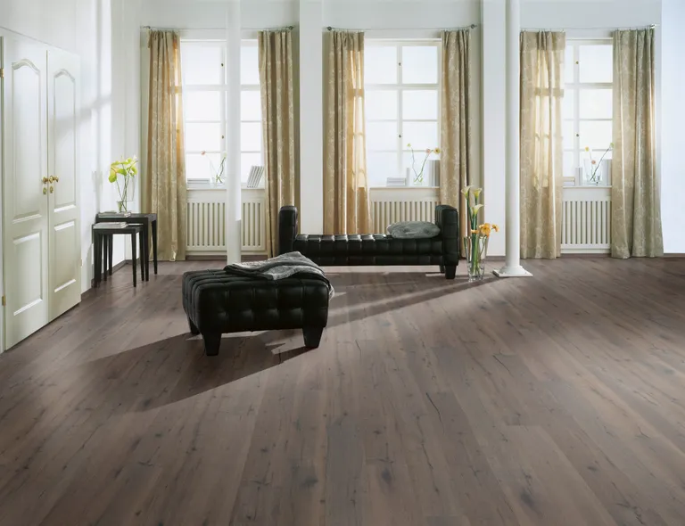 DOMIZIL Parkett Eiche Altholz Carbon gebürstet Landhausdiele weiss grau geölt 6