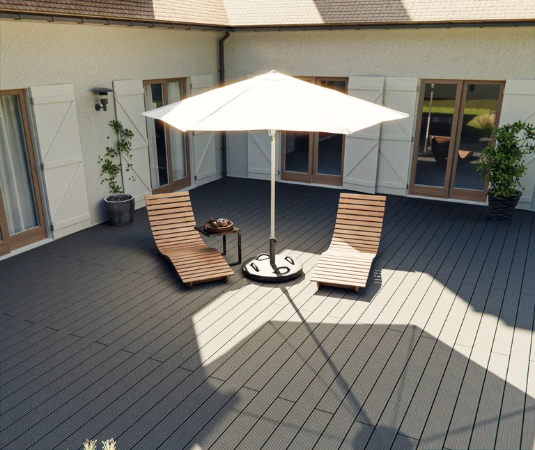 HORI Terrassendielen Komplettset WPC/BPC Vollprofil massiv grau 10