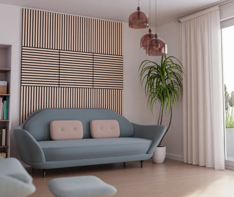 HORI WALL Akustik Dekor Wandpaneele White Oak quadratisch 2