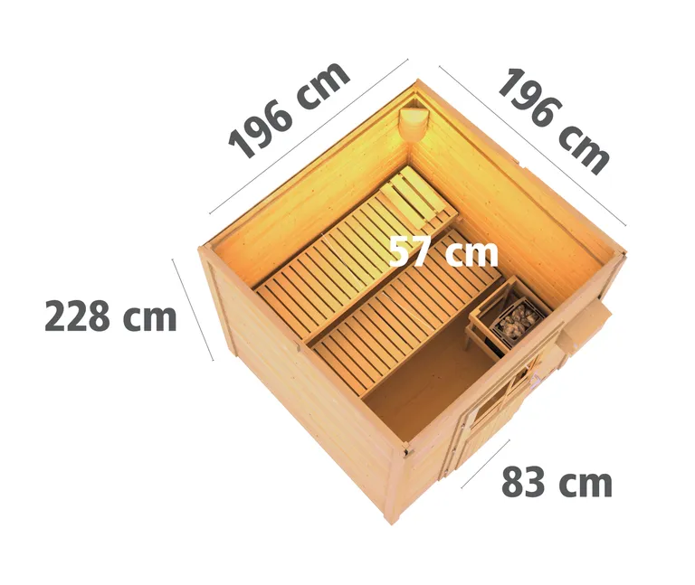 Karibu System-Sauna Komplettset Torge Fronteinstieg 38 mm 3