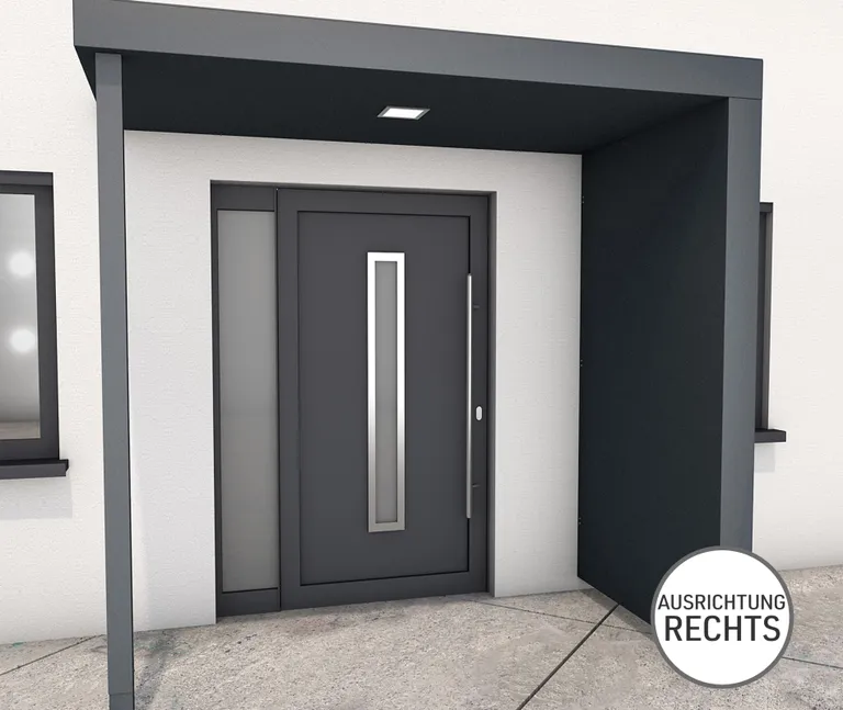Gutta Vordach Haustür mit Seitenteil BS PLUS aluminium 1