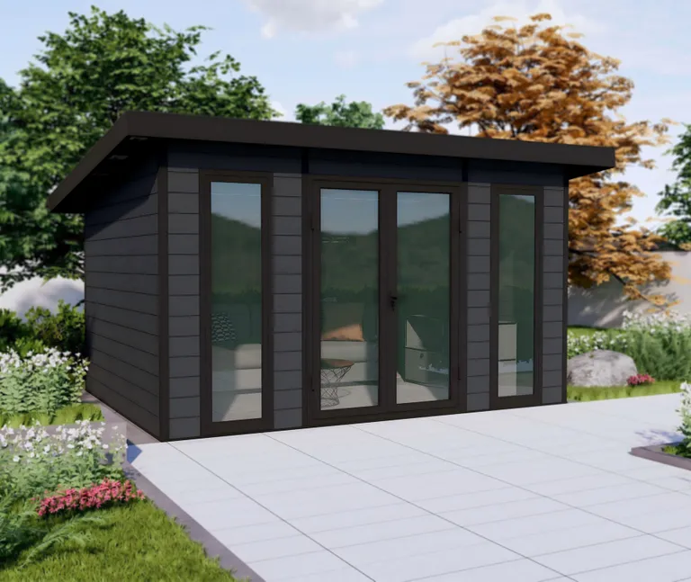 HORI WPC Gartenhaus Premium Line Pultdach grau/anthrazit 4