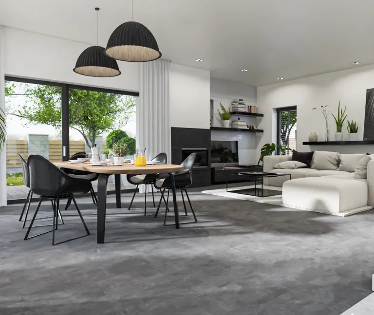 HORI Klick-Hartvinylboden Rigid SPC Steinfliese Bielefeld Beton hell Fliese 6