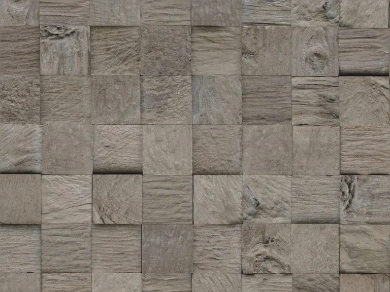 INDO Echtholz Wandverkleidung 3D Holzverblender Teak Mixed Cube Java Sun Bleached 2