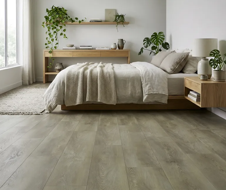 HORI Klick-Hartvinylboden Acoustic Eiche Earthstone Oak Landhausdiele XL synchron Holzstruktur 8