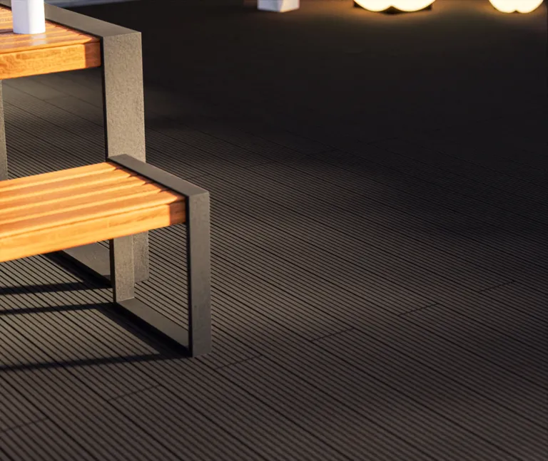 HORI Terrassendielen WPC/BPC Vollprofil massiv dunkelgrau-braun 20 x 145 mm 8