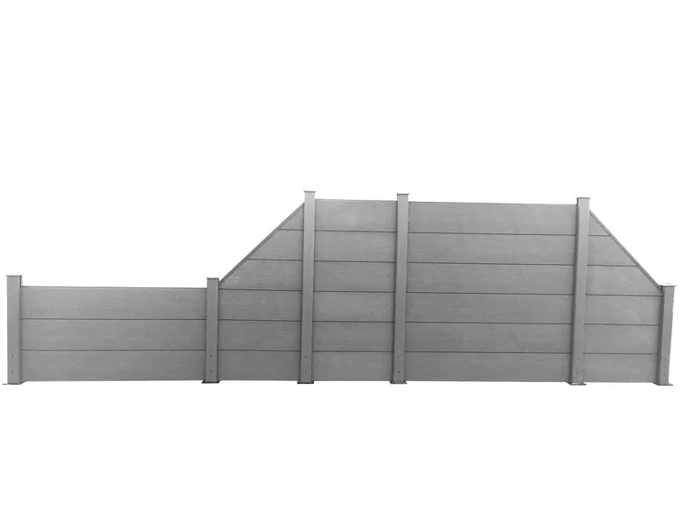 HORI WPC Sichtschutzzaun Stecksystem geriffelt / glatt XXL Schrägelement 5