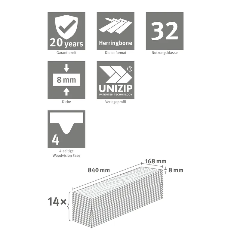 EGGER Laminat NatureSense Herringbone EL2132 Baronia Eiche hell 6