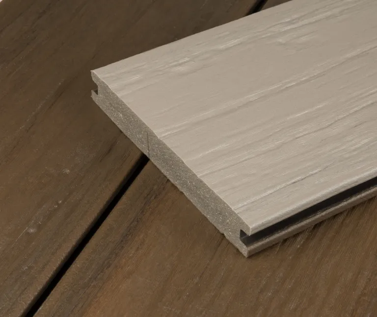 HORI Terrassendielen WPC/BPC massiv Schutzummantelung dunkelbraun + beige/creme 20 x 140 mm 3