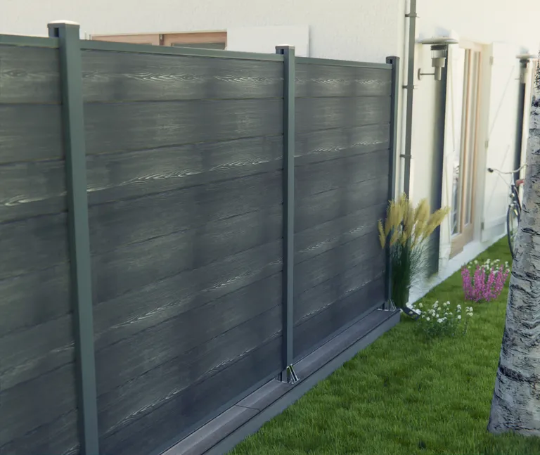 HORI Wood-Design WPC Sichtschutzzaun Stecksystem Zaun Komplettset 2