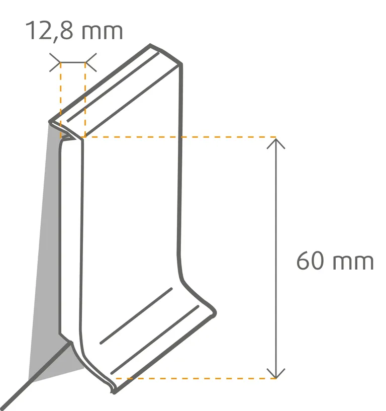 HORI PVC-Kern Sockelleiste Uni weiß mit Dichtlippe 2