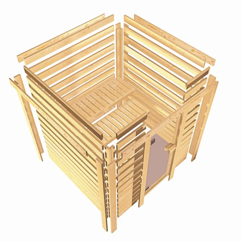 Woodfeeling Massivholz-Sauna Antonia Eckeinstieg 38 mm 6
