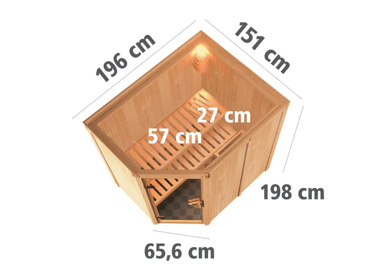 Karibu System-Sauna Komplettset Mynte Eckeinstieg 68 mm 6