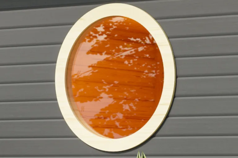 Karibu Saunafenster rund 80 cm klarglas / elfenbein 0