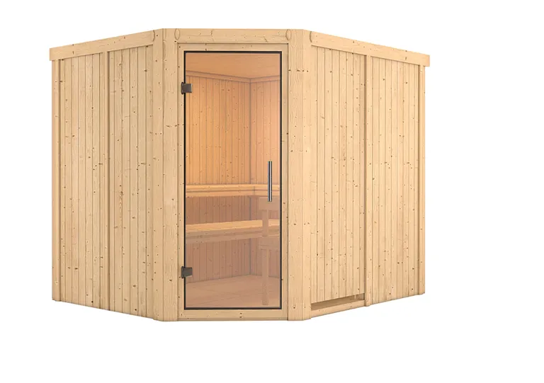 Karibu System-Sauna Komplettset Mikkel Eckeinstieg 68 mm 2