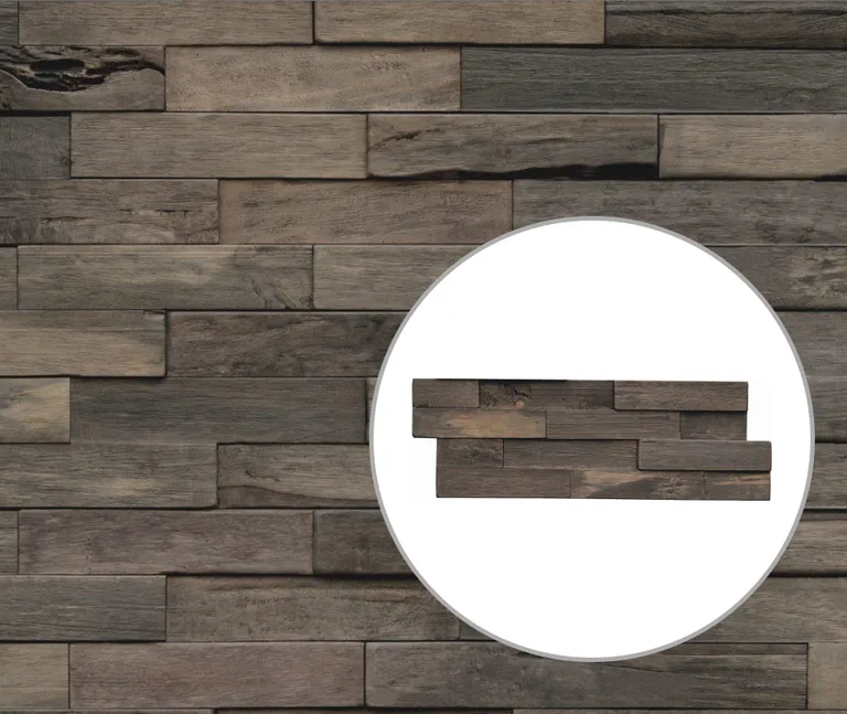 INDO Echtholz Wandverkleidung 3D Holzverblender Driftwood Hevea Bali Sea 0