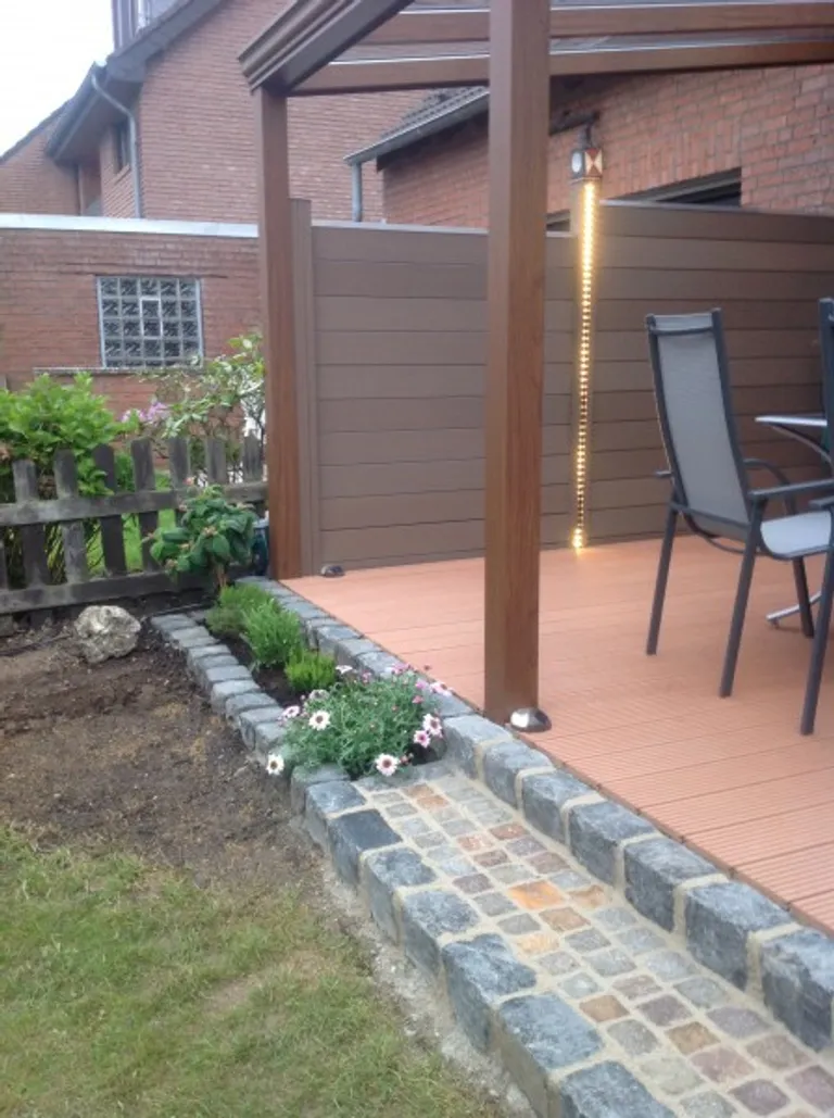 HORI Terrassendielen Komplettset BPC Vollprofil massiv hellbraun 0