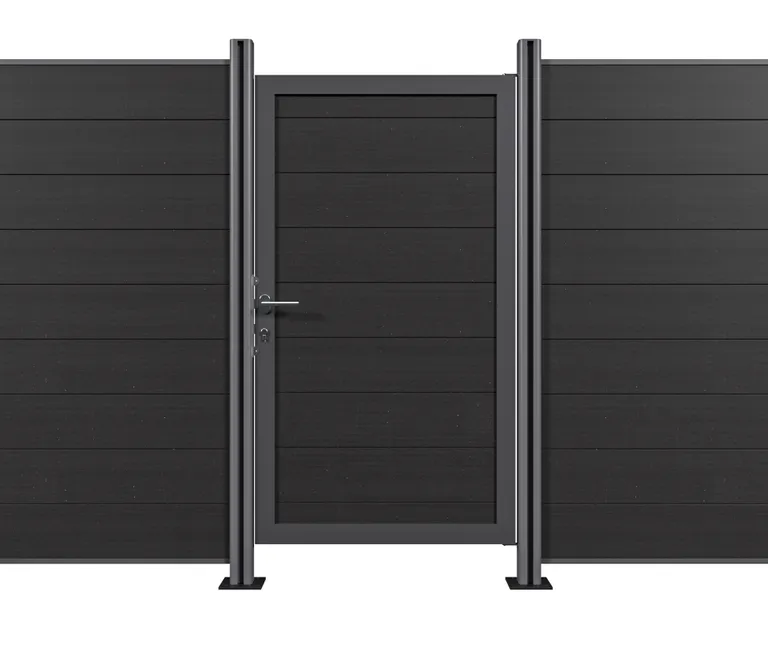 HORI WPC Sichtschutzzaun Stecksystem Safety Zauntor 2