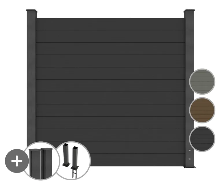 HORI WPC Sichtschutzzaun Stecksystem glatt / glatt Komplettset 0