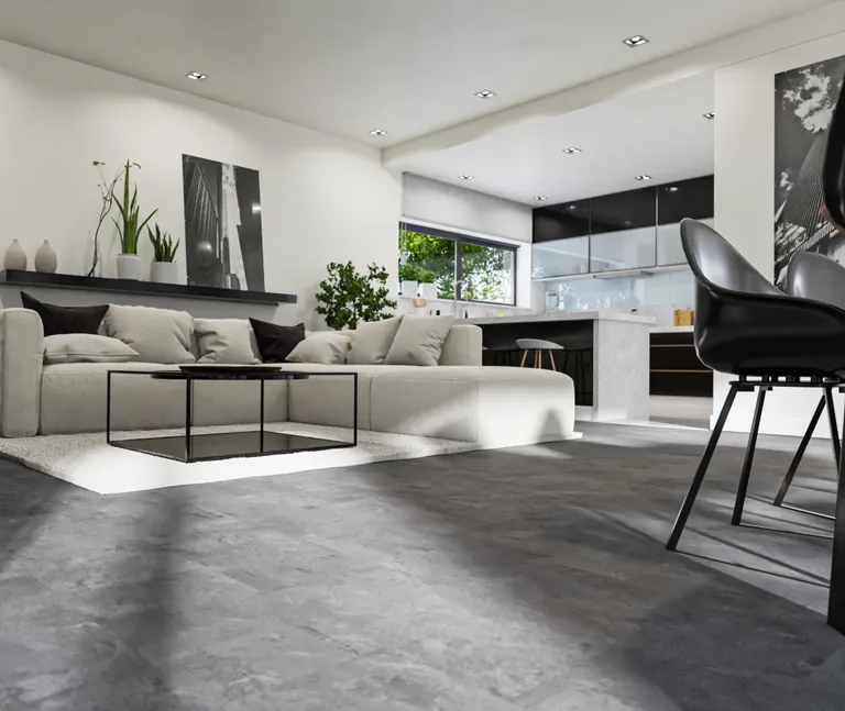 HORI Klick-Hartvinylboden Rigid SPC Steinfliese Bielefeld Beton hell Fliese 5