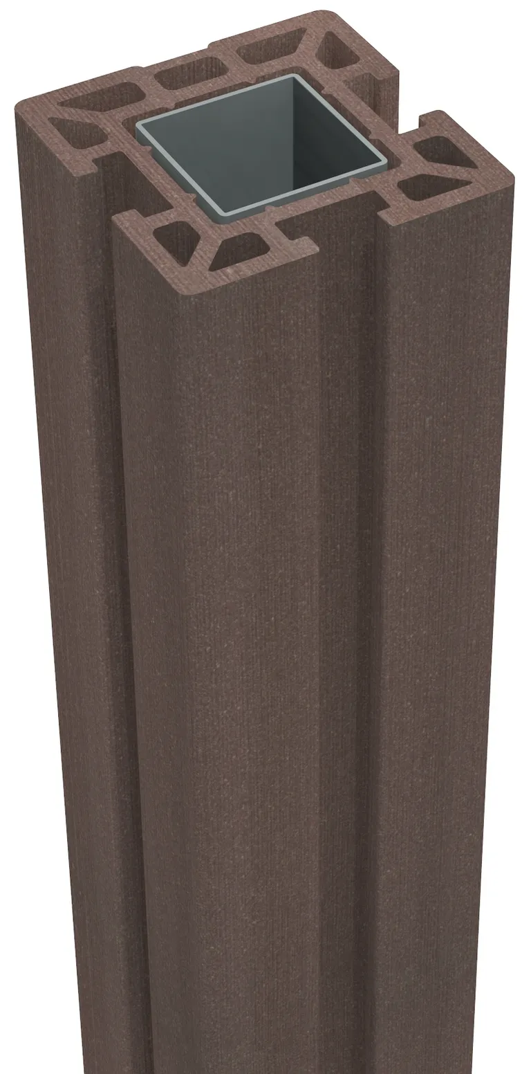 GroJa WPC/BPC Sichtschutzzaun Stecksystem mit 30 cm Glaseinsatz Komplettset 3