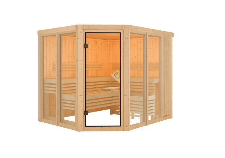 Karibu System-Sauna Komplettset Morten 3 Eckeinstieg 68 mm 5
