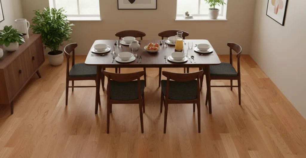 Hier ist ein Ambiente Bild eines hellen Kirschboden Parketts zu sehen.