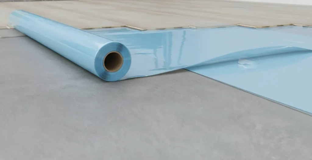 Hier ist eine PE- Trittschaldämmung zu sehen.