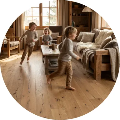 Hier ist ein Ambiente Bild eines hellen Parkettbodens zu sehen.