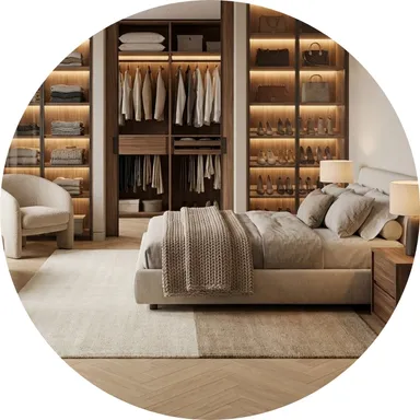 Hier ist ein Ambiente Bild eines hellen Parkettbodens Eiche in Fi8schgrätoptik zu sehen.