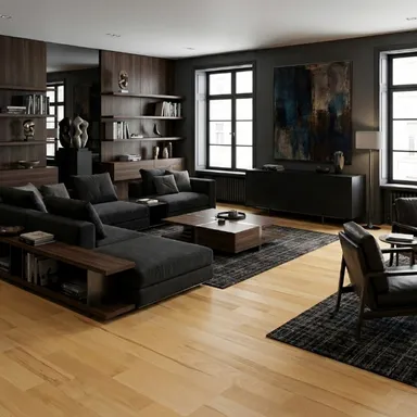 Hier ist ein Ambiente Bild eines hellen Parkettbodens Buche zu sehen.