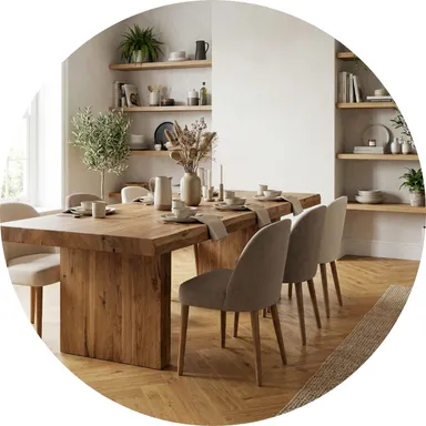 Hier ist ein Ambiente Bild eines hellen Fischgrät Parketts zu sehen.