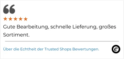 Gute Bearbeitung, schnelle Lieferung, großes Sortiment.