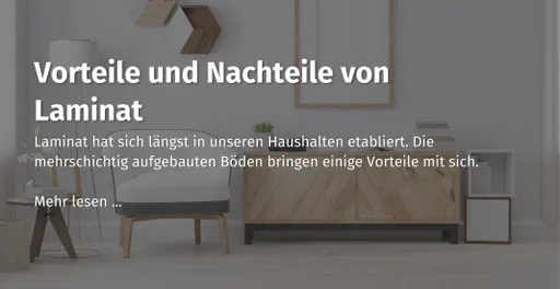 Über dieses Bild kommst du zu unserem Ratgeberbeitrag zum Thema: Vorteile und Nachteile von Laminat