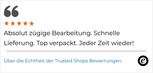 Absolut zügige Bearbeitung. Schnelle Lieferung. Top verpackt. Jeder Zeit wieder!
