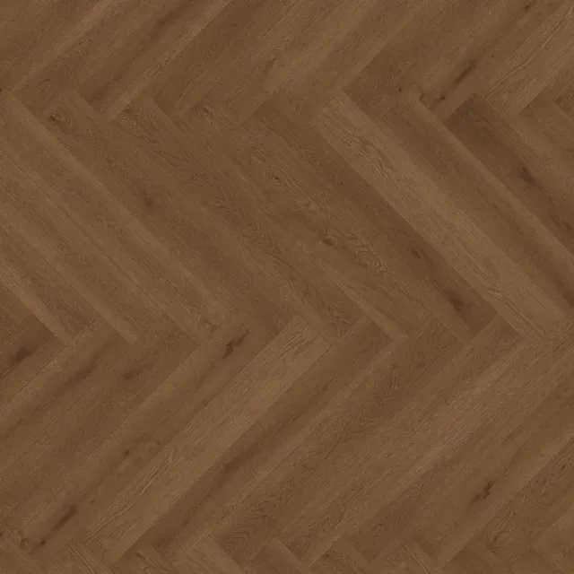 Hier ist ein dunkel brauner Parkettboden in Fischgrätoptik