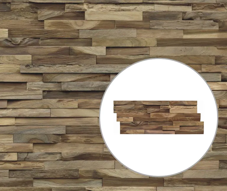 INDO Wanverkleidung Driftwood Hevea Holzpaneele Verblender Holzverkleidung 3D 