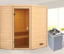 Woodfeeling Massivholz-Sauna Jella Eckeinstieg 38 mm 0