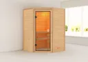 Woodfeeling Massivholz-Sauna Antonia Eckeinstieg 38 mm 2