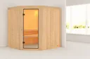 Woodfeeling Massivholz-Sauna Bodo Eckeinstieg 68 mm 0