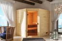 Woodfeeling Massivholz-Sauna Elea Eckeinstieg 38 mm 0