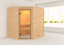 Woodfeeling Massivholz-Sauna Elea Eckeinstieg 38 mm 1
