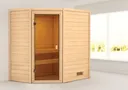 Woodfeeling Massivholz-Sauna Jella Eckeinstieg 38 mm 1